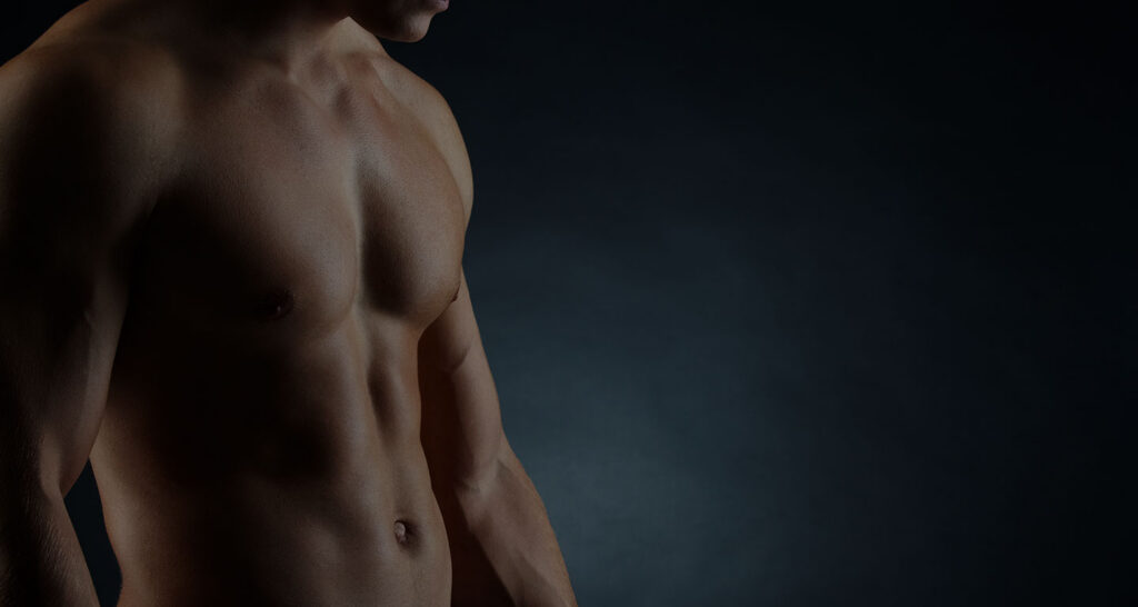 Male chest showing gynecomastia before treatment at Ditesheim Cosmetic Surgery clinic in Charlotte, North Carolina